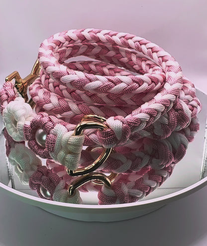 Laisse FLOREA rose et blanc